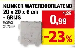 Hubo Klinkers waterdoorlatend 20x20x6 cm grijs aanbieding