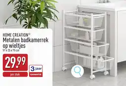 ALDI Home creation metalen badkamerrek op wieltjes aanbieding