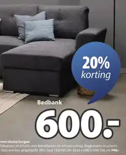 Jysk Vejlby bedbank met chaise longue aanbieding