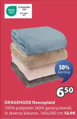 Jysk Dragehode fleeceplaid aanbieding