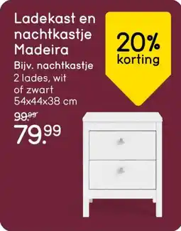 Leen Bakker Ladekast en nachtkastje Madeira aanbieding