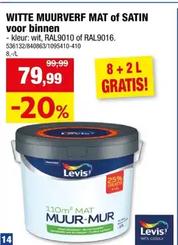 Hubo WITTE MUURVERF MAT of SATIN voor binnen aanbieding