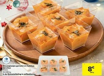 Amuseglaasjes garnalen en hummus carrefour