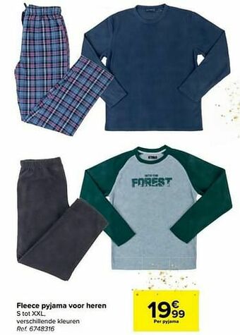 Carrefour Fleece pyjama voor heren aanbieding