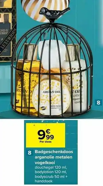 Carrefour Badgeschenkdoos arganolie metalen vogelkooi aanbieding