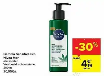Carrefour Gamma sensitive pro nivea men aanbieding