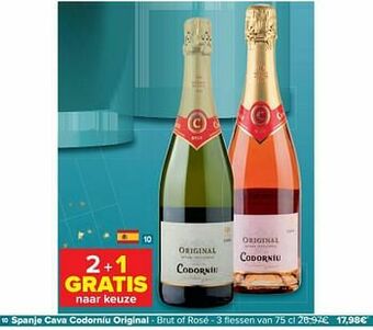 Carrefour Spanje cava codorníu original - brut of rosé aanbieding