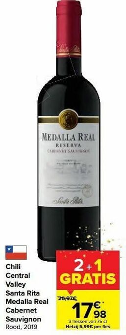 Carrefour Chili central valley santa rita medalla real cabernet sauvignon rood aanbieding