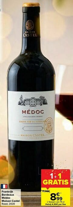 Carrefour Frankrijk bordeaux médoc maison castel rood aanbieding