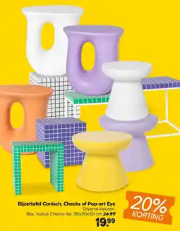 Xenos Bijzettafel Conisch, Checks of Pop-art Eye aanbieding