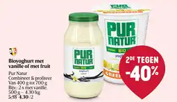 Delhaize Bioyoghurt met vanille of met fruit aanbieding