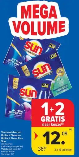 Carrefour Vaatwastabletten Brilliant Shine en Brilliant Shine Plus Sun aanbieding