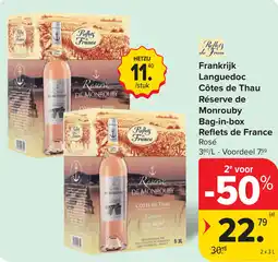 Carrefour Frankrijk Languedoc Côtes de Thau Réserve de Monrouby Bag-in-box Reflets de France aanbieding
