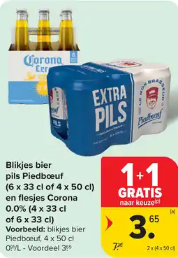 Carrefour Blikjes bier pils Piedboeuf aanbieding