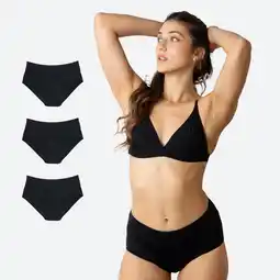 Decathlon Set van 3 ademende zwarte Menstruatie ondergoeds Heavy Flow Ecowoman aanbieding