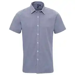 Decathlon Heren Micro Gingham geruit katoenen overhemd met korte mouwen (Marine / Wit) aanbieding