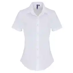 Decathlon Dames Katoen Popeline Stretch Overhemd met Korte Mouwen (Wit) aanbieding