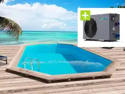 Decathlon Houten zwembad Sao Paulo - 657 x 407 x 120 cm + warmtepomp - Vermogen 6,1 kW aanbieding