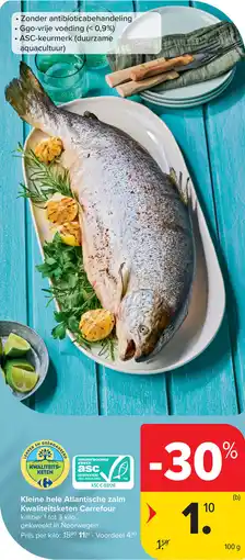 Carrefour Kleine hele Atlantische zalm Kwaliteitsketen Carrefour aanbieding