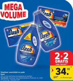 Carrefour Vloeibaar wasmiddel en pods Dash aanbieding