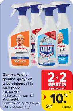 Carrefour Gamma Antikal, gamma sprays en allesreinigers (1 L) Mr. Propre aanbieding