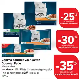 Carrefour Gamma pouches voor katten Gourmet Perle aanbieding
