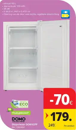 Carrefour Domo Elektro Diepvriezer DO91137F aanbieding
