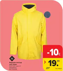 Carrefour TEX Regenjas met kap voor heren aanbieding