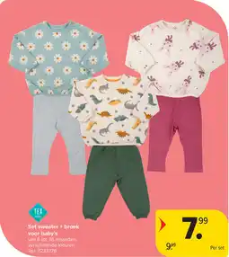 Carrefour TEX Set sweater + broek voor baby's aanbieding