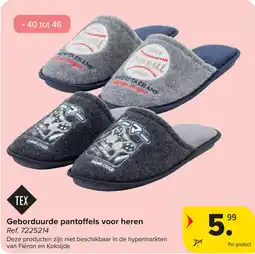Carrefour TEX Geborduurde pantoffels voor heren aanbieding