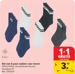 Carrefour Set van 6 paar sokken voor heren aanbieding