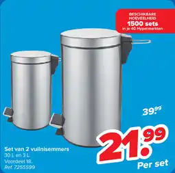 Carrefour Set van 2 vuilnisemmers aanbieding