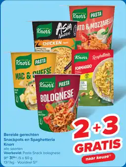 Carrefour Bereide gerechten Snackpots en Spaghetteria Knorr aanbieding