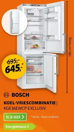 Expert Bosch koelvriescombinatie KGE36EWCP EXCLUSIV aanbieding