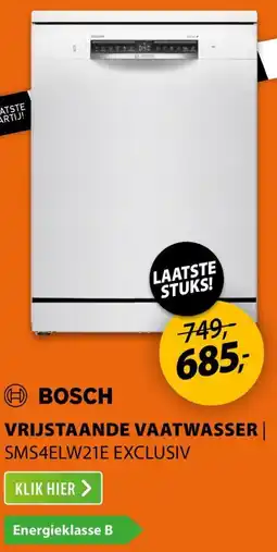 Expert Bosch vrijstaande vaatwasser SMS4ELW21E EXCLUSIV aanbieding