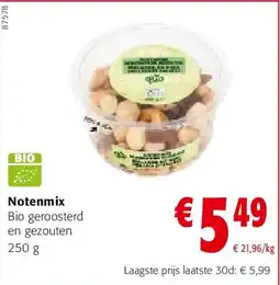 Colruyt Notenmix Bio geroosterd en gezouten 250 g aanbieding