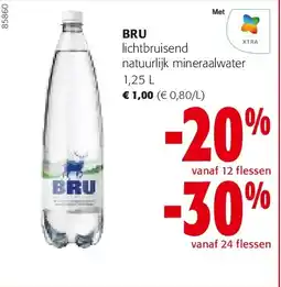 Colruyt BRU lichtbruisend natuurlijk mineraalwater 1,25 L aanbieding