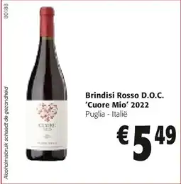 Colruyt Brindisi Rosso D.O.C. ‘Cuore Mio’ 2022 aanbieding