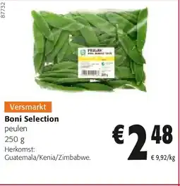 Colruyt Boni Selection peulen 250 g aanbieding