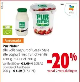 Colruyt Pur Natur Vanille 500 g aanbieding