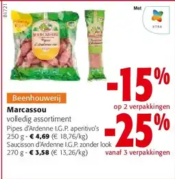Colruyt Marcassou Pipes d’Ardenne I.G.P. aperitivo’s 250 g aanbieding