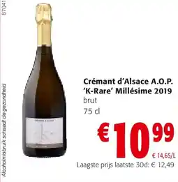 Colruyt Crémant d’Alsace A.O.P. ‘K-Rare’ Millésime 2019 aanbieding