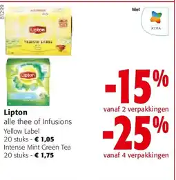 Colruyt Lipton Yellow Label 20 stuks aanbieding
