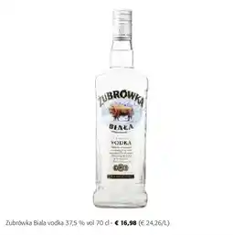 Colruyt Zubrówka Biala vodka 37,5 % vol 70 cl aanbieding