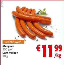Colruyt Merguez 350 g of Lam-varken 70 g aanbieding