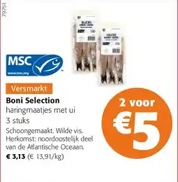 Colruyt Boni Selection haringmaatjes met ui 3 stuks aanbieding