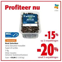 Colruyt verse Zeeuwse mosselen Super of Jumbo 2 kg aanbieding