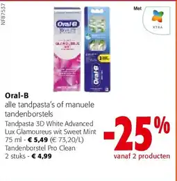Colruyt Oral-B Tandpasta 3D White Advanced Lux Glamoureus wit Sweet Mint 75 ml aanbieding