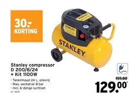 GAMMA Stanley compressor D 200/8/24 + Kit 1100W aanbieding