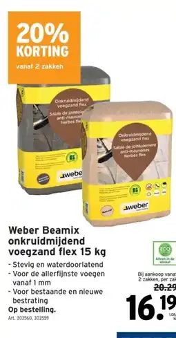 GAMMA Weber Beamix onkruidmijdend voegzand flex 15 kg aanbieding